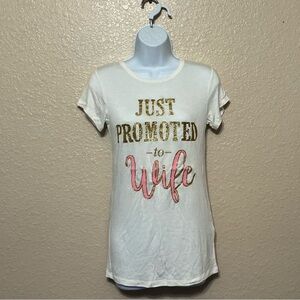 Just Promoted to Wife Graphic Tee - White